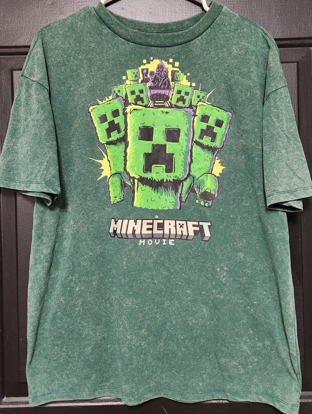 Minecraft Movie Shirt Mens XL Green Creeper Graphic Short Sleeve Crewneck Tee